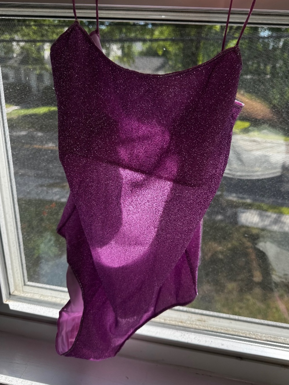 NWT Oseree Lumiere Glitter Purple One-Piece Maillot Swimsuit M - Picture 7 of 13